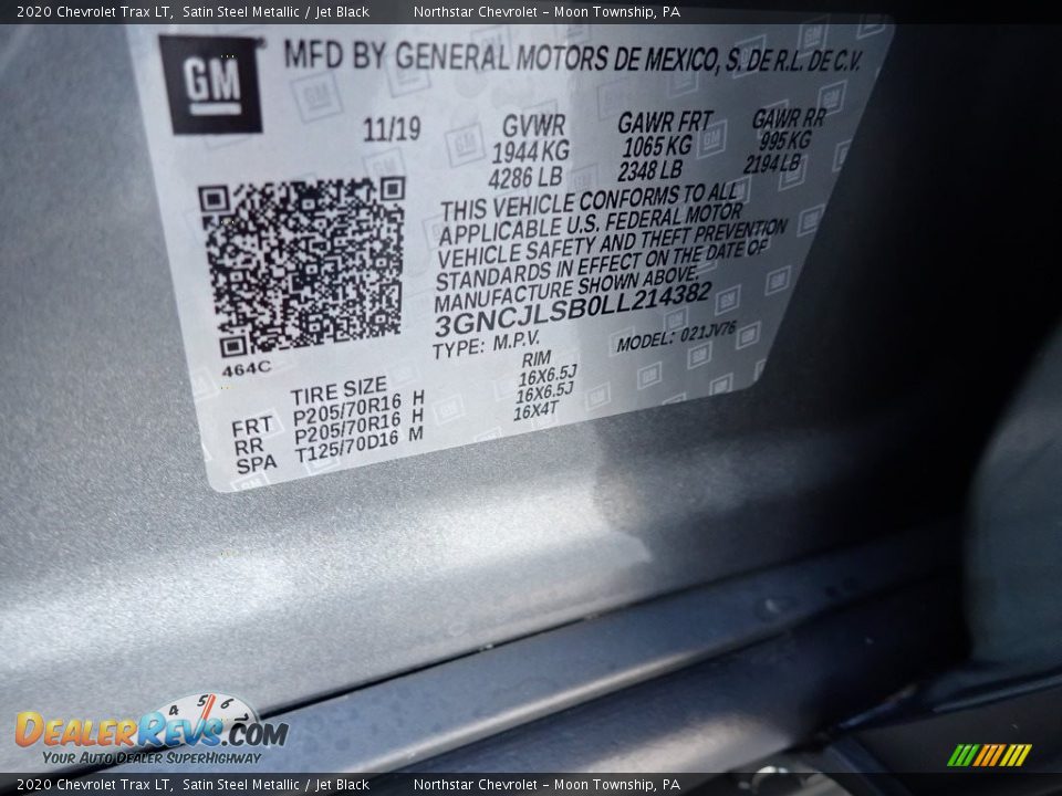 2020 Chevrolet Trax LT Satin Steel Metallic / Jet Black Photo #16