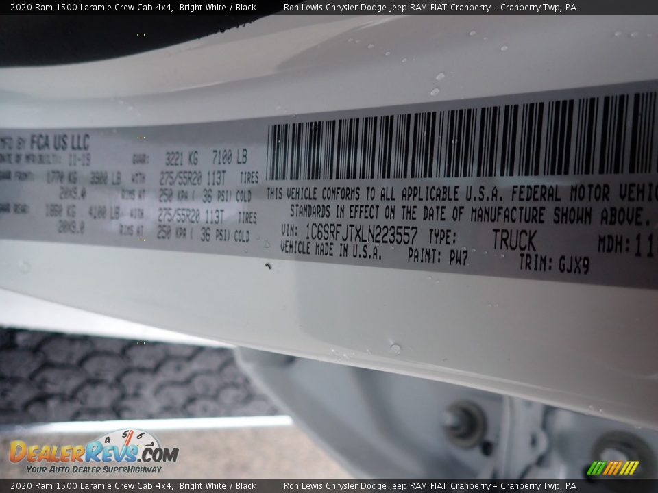 2020 Ram 1500 Laramie Crew Cab 4x4 Bright White / Black Photo #16