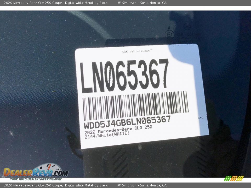2020 Mercedes-Benz CLA 250 Coupe Digital White Metallic / Black Photo #11
