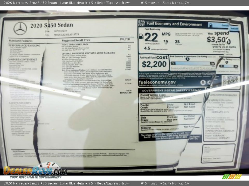 2020 Mercedes-Benz S 450 Sedan Lunar Blue Metallic / Silk Beige/Espresso Brown Photo #17