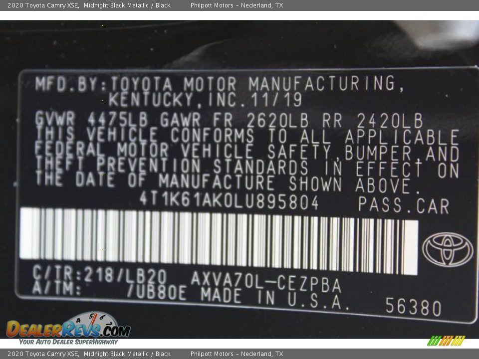 2020 Toyota Camry XSE Midnight Black Metallic / Black Photo #26