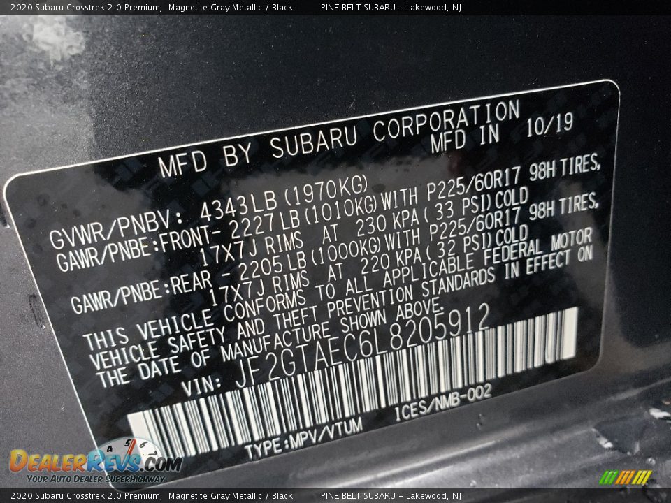 2020 Subaru Crosstrek 2.0 Premium Magnetite Gray Metallic / Black Photo #9