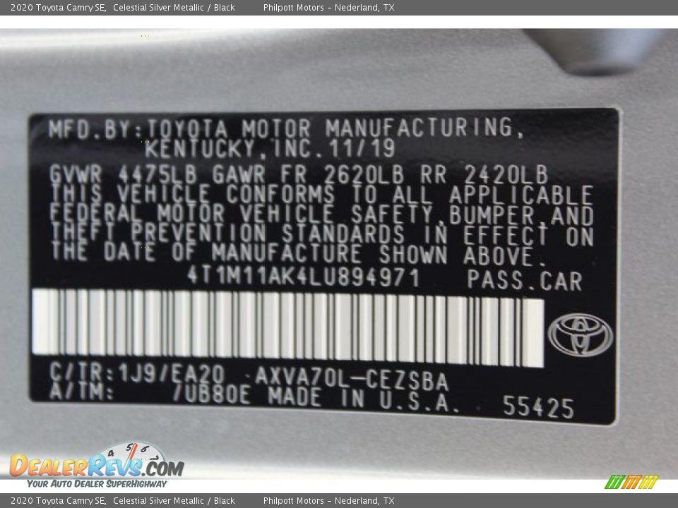 2020 Toyota Camry SE Celestial Silver Metallic / Black Photo #24