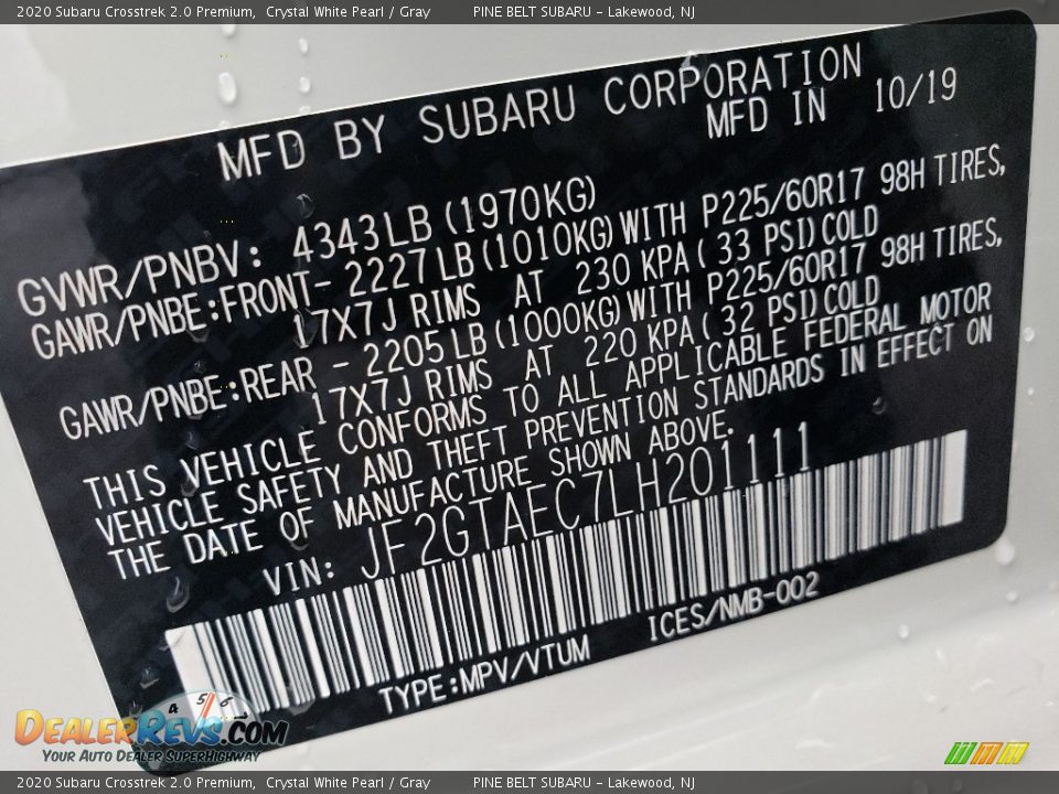 2020 Subaru Crosstrek 2.0 Premium Crystal White Pearl / Gray Photo #9