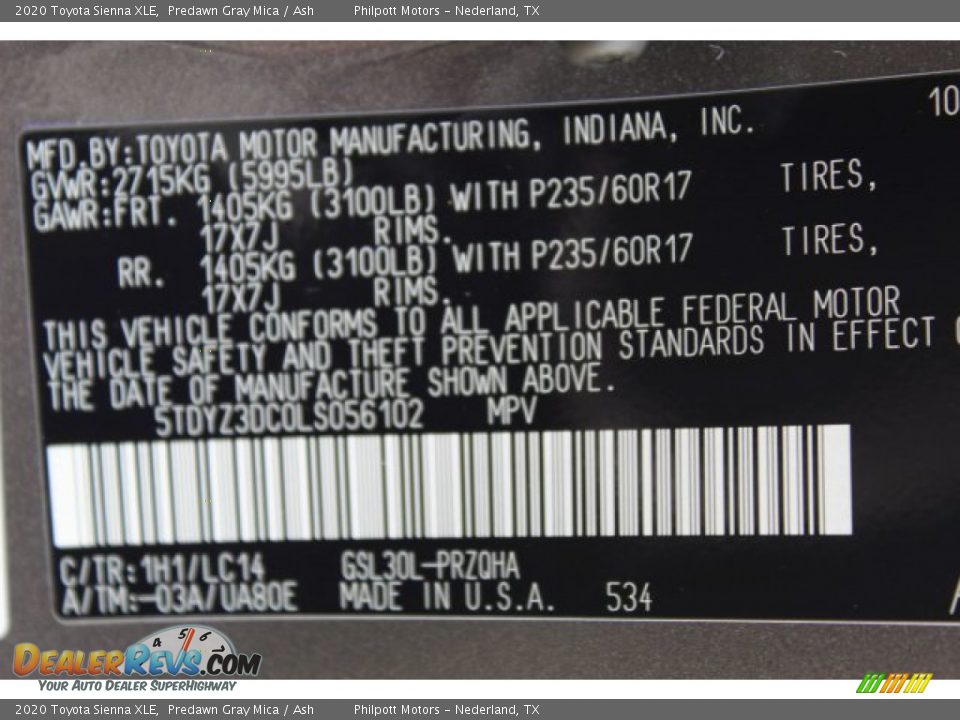 2020 Toyota Sienna XLE Predawn Gray Mica / Ash Photo #28