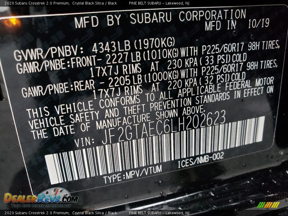 2020 Subaru Crosstrek 2.0 Premium Crystal Black Silica / Black Photo #9