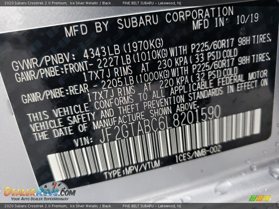 2020 Subaru Crosstrek 2.0 Premium Ice Silver Metallic / Black Photo #9