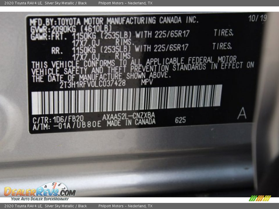 2020 Toyota RAV4 LE Silver Sky Metallic / Black Photo #23