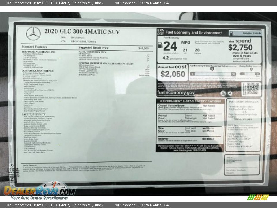 2020 Mercedes-Benz GLC 300 4Matic Polar White / Black Photo #10