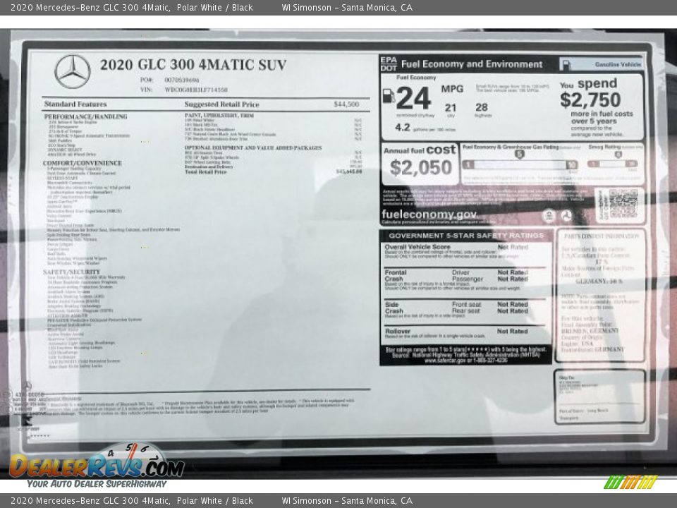 2020 Mercedes-Benz GLC 300 4Matic Polar White / Black Photo #10