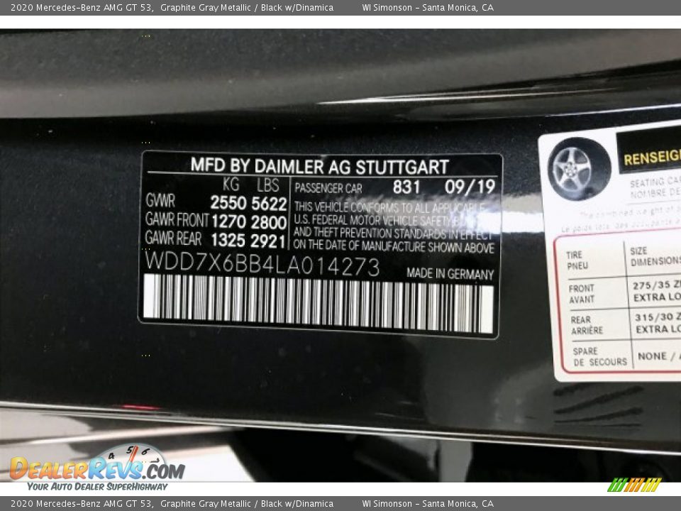 2020 Mercedes-Benz AMG GT 53 Graphite Gray Metallic / Black w/Dinamica Photo #24