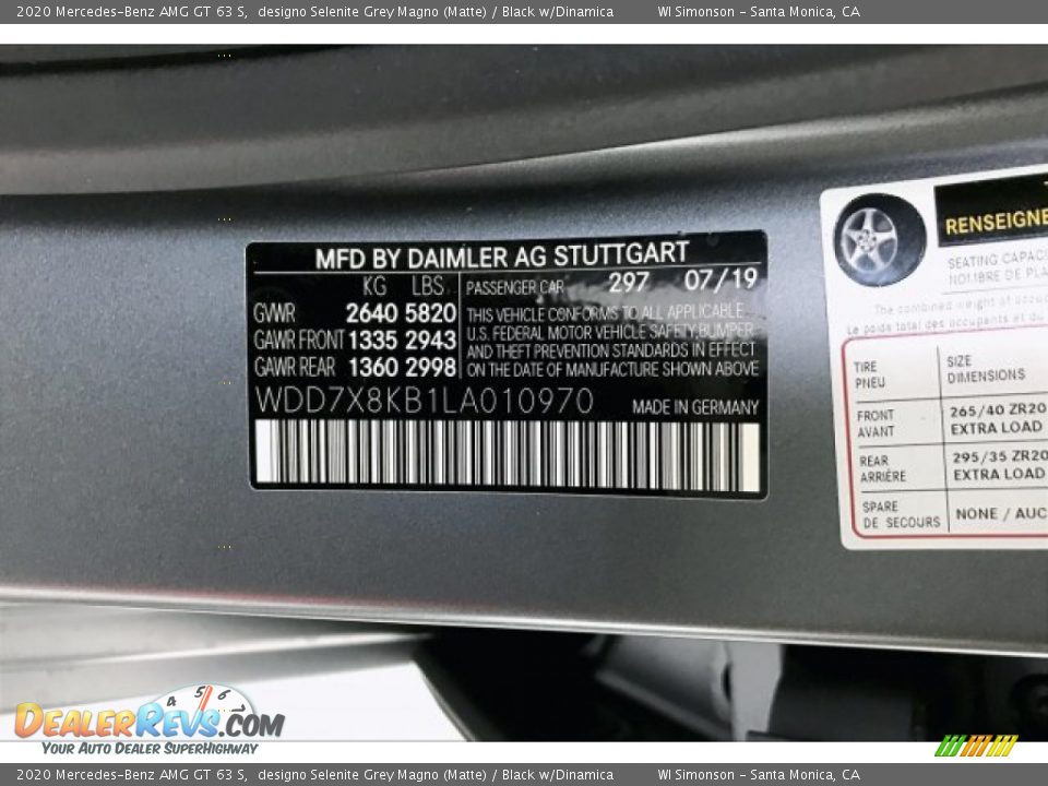 2020 Mercedes-Benz AMG GT 63 S designo Selenite Grey Magno (Matte) / Black w/Dinamica Photo #24