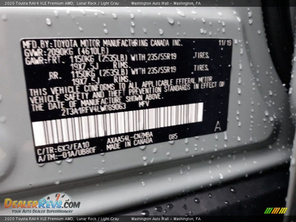 2020 Toyota RAV4 XLE Premium AWD Lunar Rock / Light Gray Photo #24