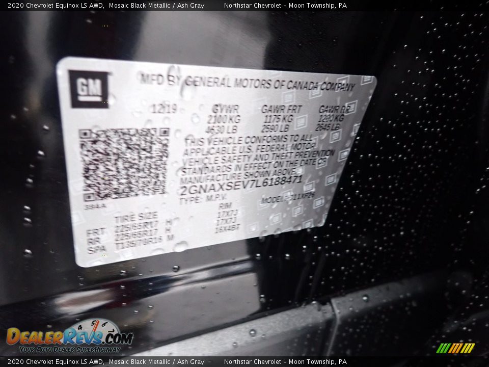 2020 Chevrolet Equinox LS AWD Mosaic Black Metallic / Ash Gray Photo #16