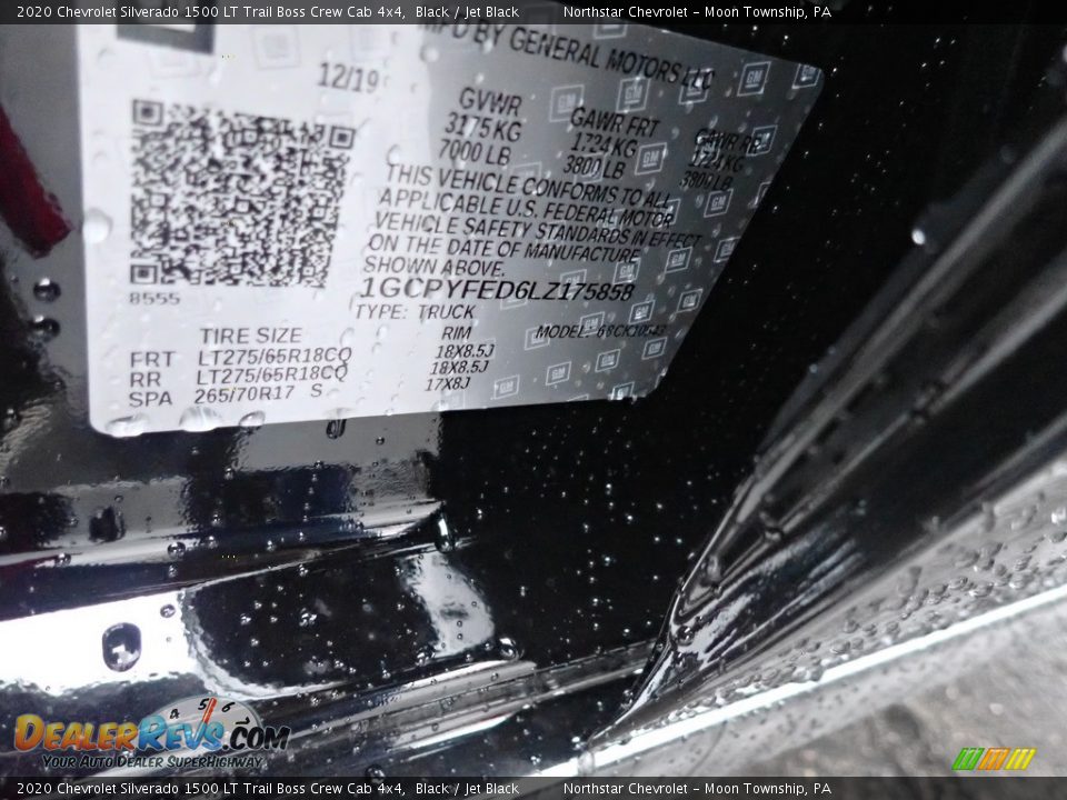 2020 Chevrolet Silverado 1500 LT Trail Boss Crew Cab 4x4 Black / Jet Black Photo #16