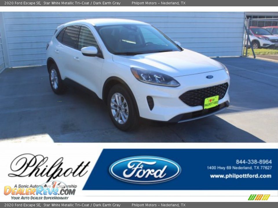 2020 Ford Escape SE Star White Metallic Tri-Coat / Dark Earth Gray Photo #1