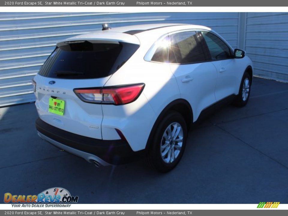 2020 Ford Escape SE Star White Metallic Tri-Coat / Dark Earth Gray Photo #8