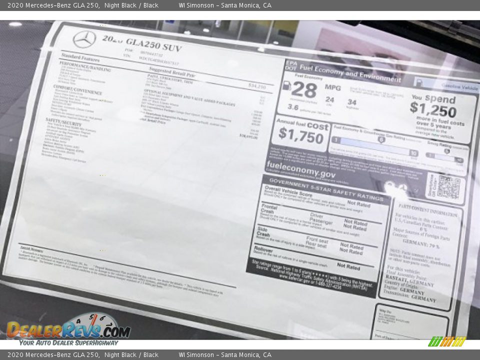 2020 Mercedes-Benz GLA 250 Night Black / Black Photo #10