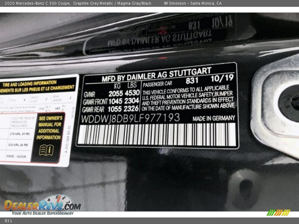 Mercedes-Benz Color Code 831 Graphite Grey Metallic