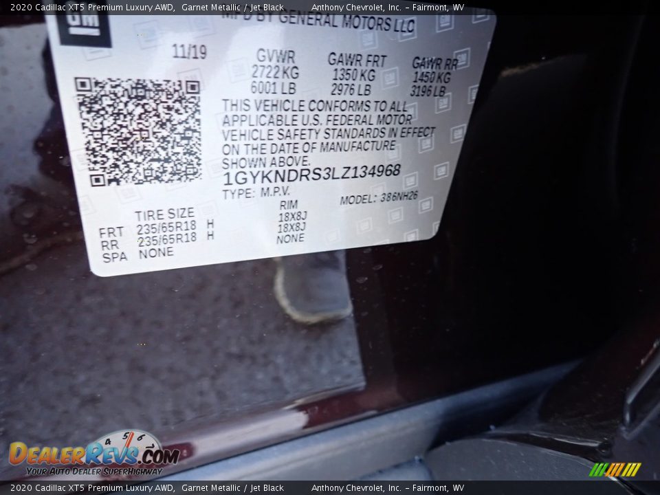 2020 Cadillac XT5 Premium Luxury AWD Garnet Metallic / Jet Black Photo #14