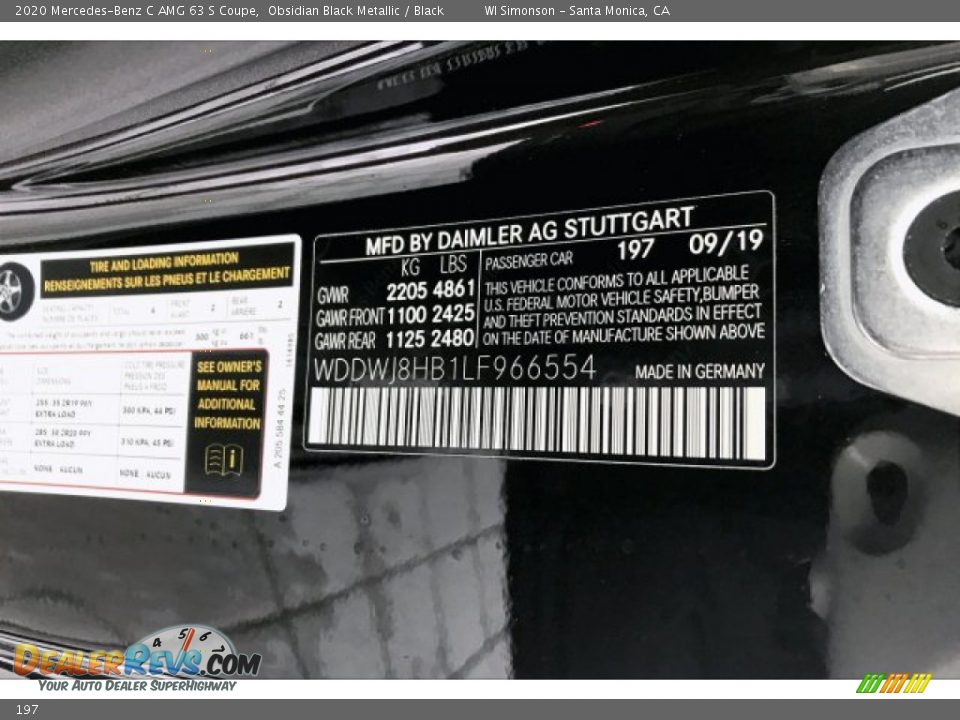 Mercedes-Benz Color Code 197 Obsidian Black Metallic