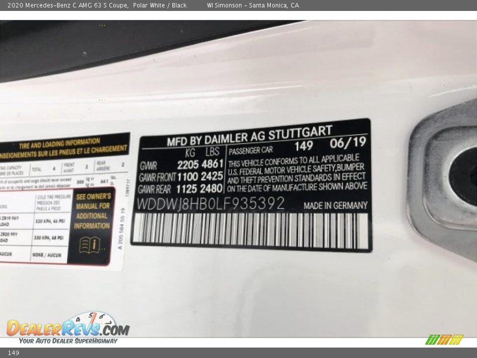 Mercedes-Benz Color Code 149 Polar White