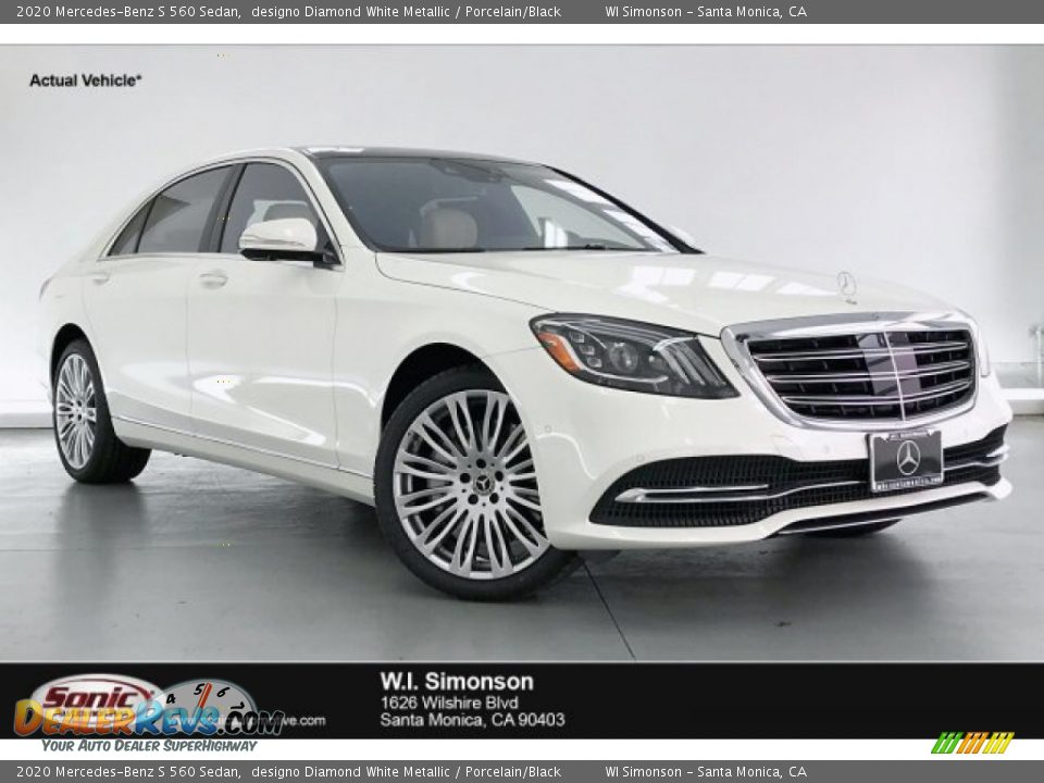 2020 Mercedes-Benz S 560 Sedan designo Diamond White Metallic / Porcelain/Black Photo #1