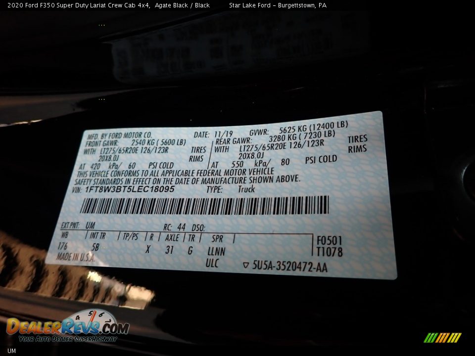 Ford Color Code UM Agate Black