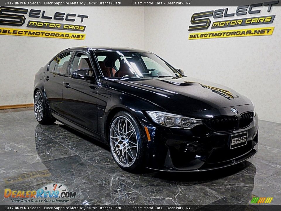 2017 BMW M3 Sedan Black Sapphire Metallic / Sakhir Orange/Black Photo #3