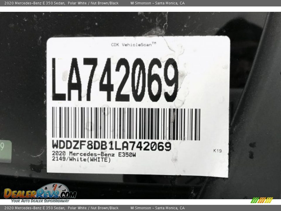 2020 Mercedes-Benz E 350 Sedan Polar White / Nut Brown/Black Photo #11