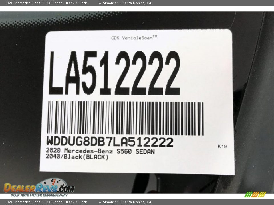 2020 Mercedes-Benz S 560 Sedan Black / Black Photo #11