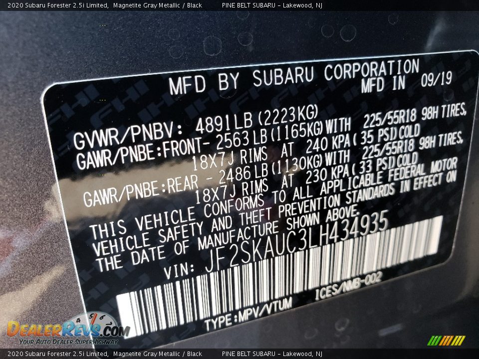 2020 Subaru Forester 2.5i Limited Magnetite Gray Metallic / Black Photo #9