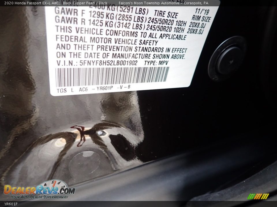 Honda Color Code YR601P Black Copper Pearl