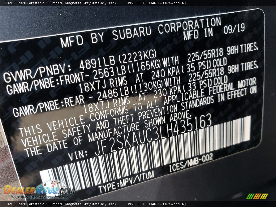 2020 Subaru Forester 2.5i Limited Magnetite Gray Metallic / Black Photo #9