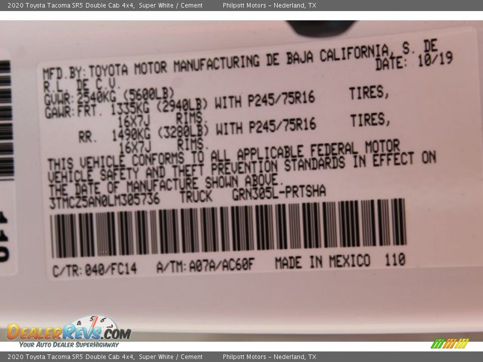 2020 Toyota Tacoma SR5 Double Cab 4x4 Super White / Cement Photo #26