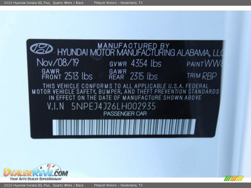 2020 Hyundai Sonata SEL Plus Quartz White / Black Photo #25