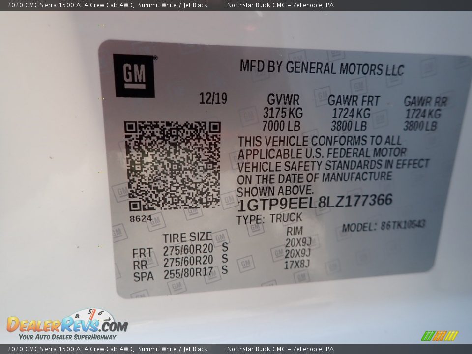 2020 GMC Sierra 1500 AT4 Crew Cab 4WD Summit White / Jet Black Photo #10