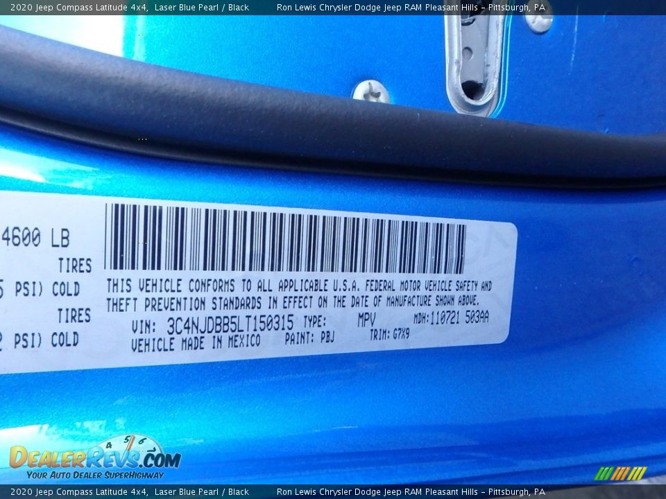 2020 Jeep Compass Latitude 4x4 Laser Blue Pearl / Black Photo #15