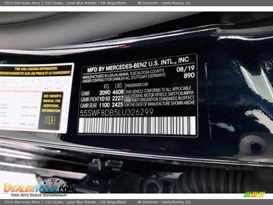 2020 Mercedes-Benz C 300 Sedan Lunar Blue Metallic / Silk Beige/Black Photo #11