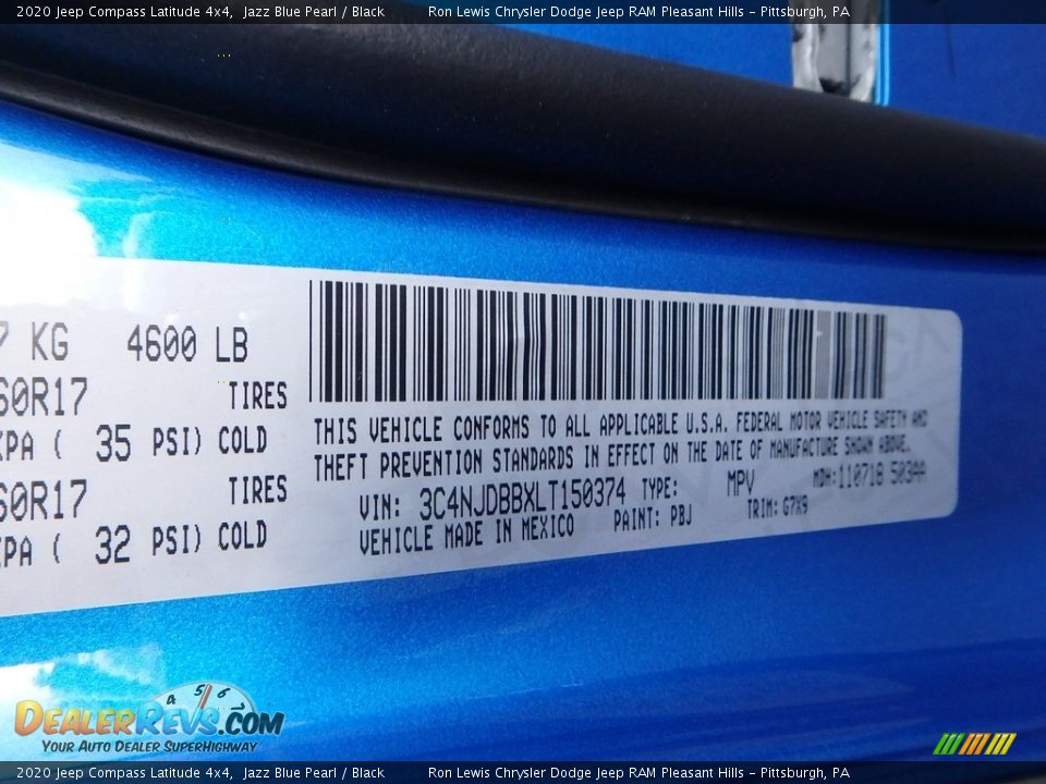 2020 Jeep Compass Latitude 4x4 Jazz Blue Pearl / Black Photo #15