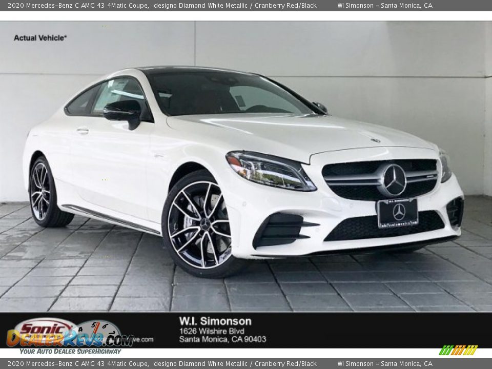 2020 Mercedes-Benz C AMG 43 4Matic Coupe designo Diamond White Metallic / Cranberry Red/Black Photo #1