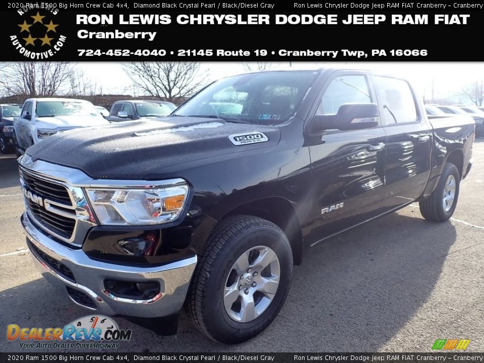 2020 Ram 1500 Big Horn Crew Cab 4x4 Diamond Black Crystal Pearl / Black/Diesel Gray Photo #1