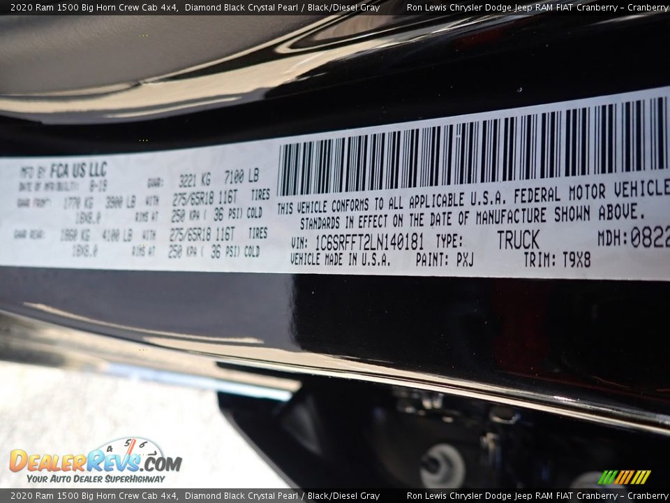2020 Ram 1500 Big Horn Crew Cab 4x4 Diamond Black Crystal Pearl / Black/Diesel Gray Photo #14