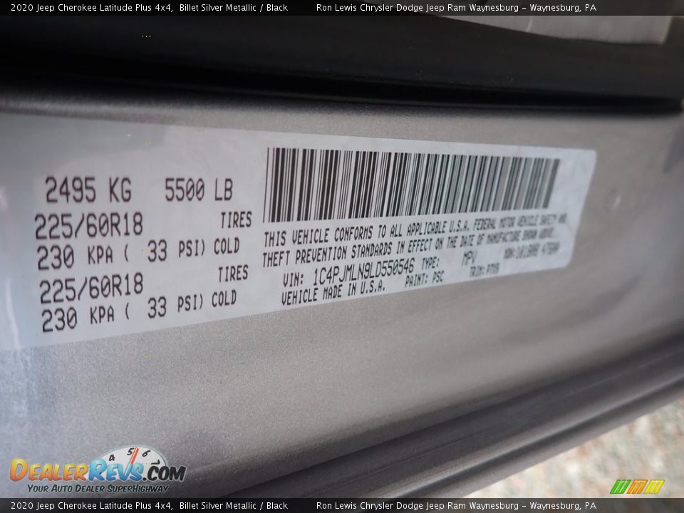 2020 Jeep Cherokee Latitude Plus 4x4 Billet Silver Metallic / Black Photo #15