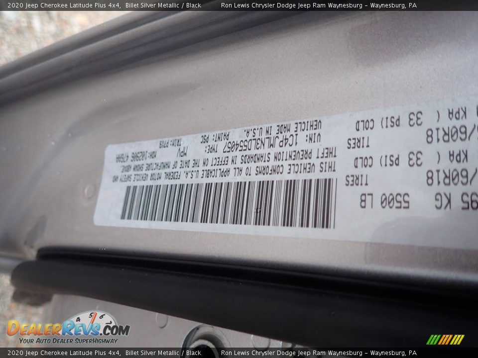 2020 Jeep Cherokee Latitude Plus 4x4 Billet Silver Metallic / Black Photo #15