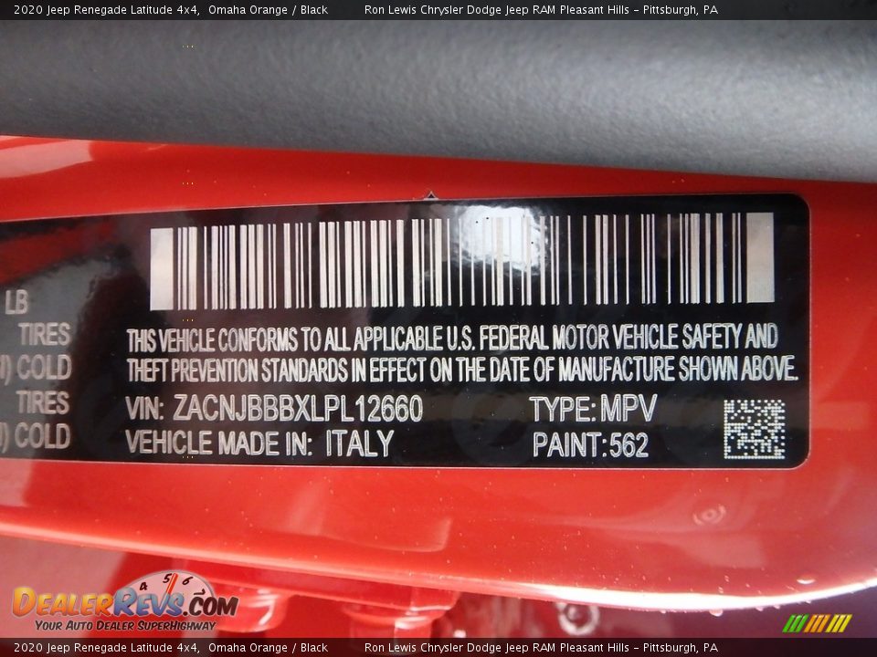 2020 Jeep Renegade Latitude 4x4 Omaha Orange / Black Photo #11