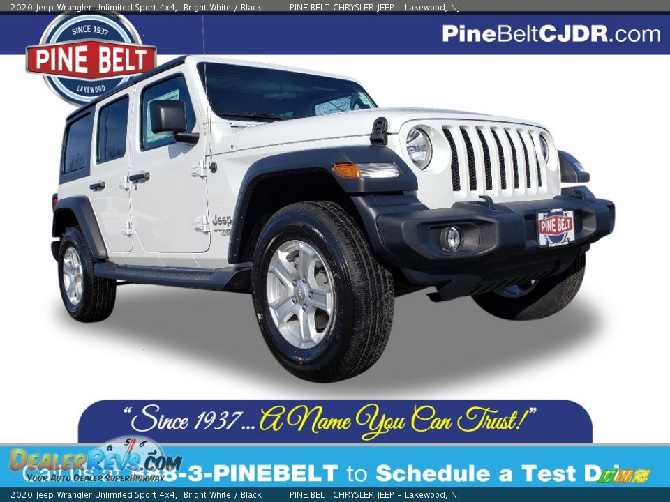 2020 Jeep Wrangler Unlimited Sport 4x4 Bright White / Black Photo #1