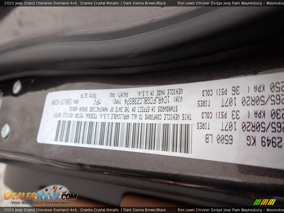 2020 Jeep Grand Cherokee Overland 4x4 Granite Crystal Metallic / Dark Sienna Brown/Black Photo #16