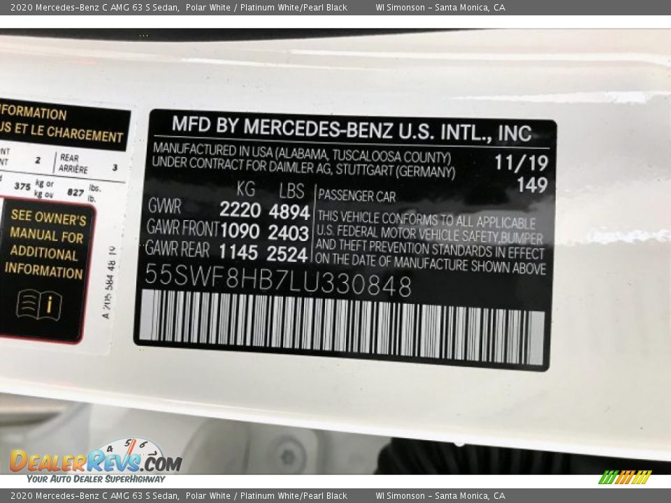 2020 Mercedes-Benz C AMG 63 S Sedan Polar White / Platinum White/Pearl Black Photo #24