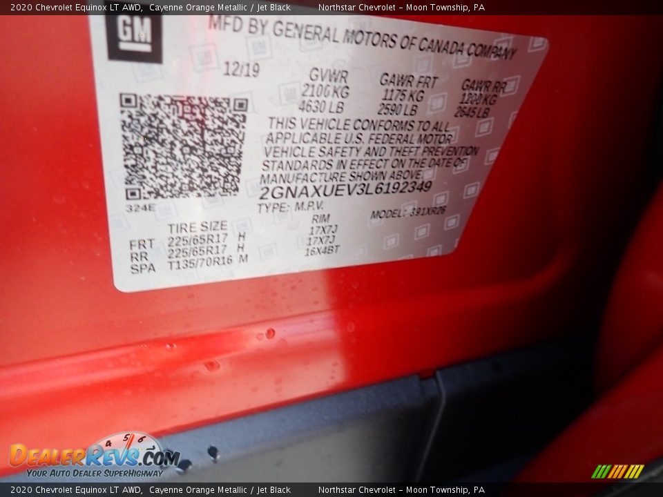 2020 Chevrolet Equinox LT AWD Cayenne Orange Metallic / Jet Black Photo #16